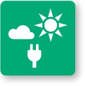 緑色の背景に雲と太陽とプラグが描かれた図
