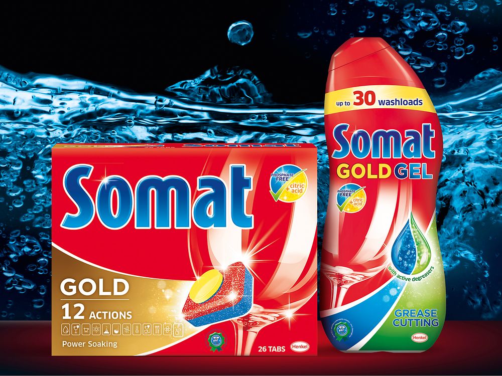 

Innovations Q2/2016: Somat Phosphate-free, Henkel’s first automatic dishwashing product that is free of phosphates, has been introduced in Germany and in more than 20 countries in Western and Eastern Europe.